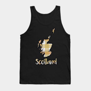 Scotland Metallic Tone Christmas Tartan Map Typography Design Tank Top